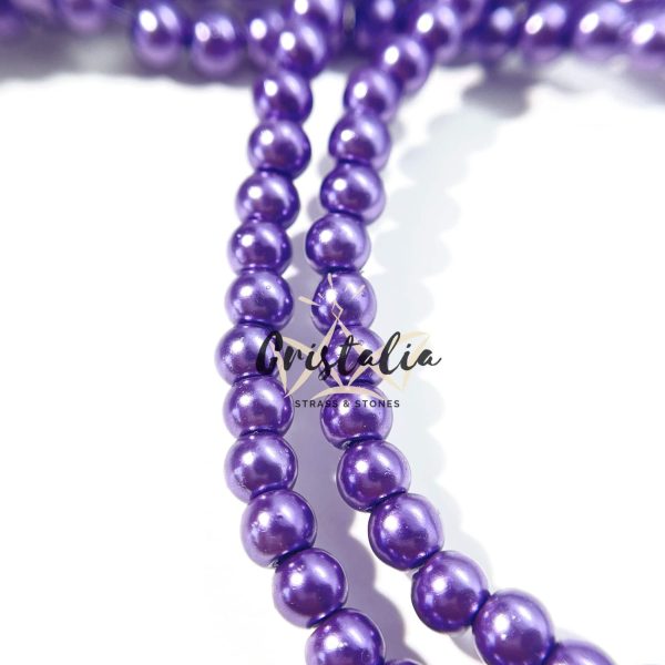 Perla de Vidrio por Tira Morado