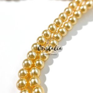 Perla de Vidrio por Tira Dorado