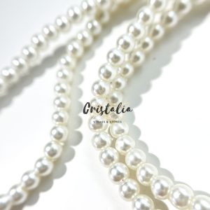 Perla de Vidrio por Tira Crema