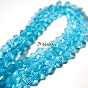 Cristal Bicono Aguamarina Por Tira