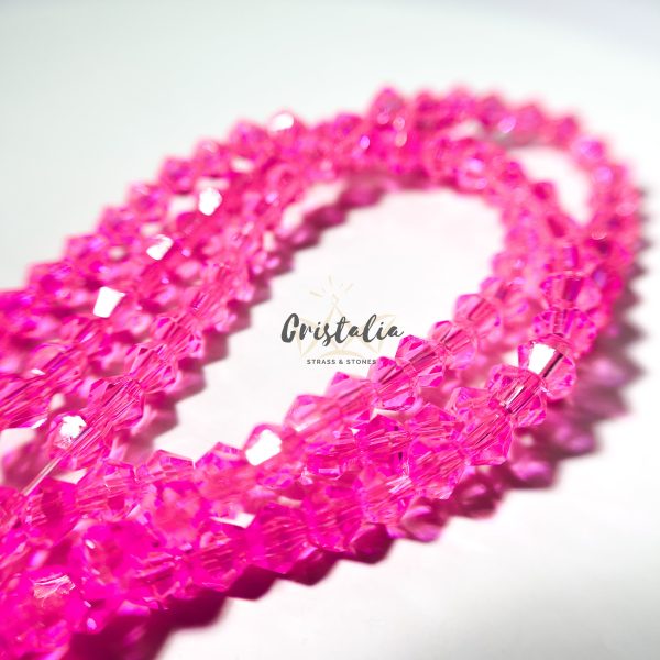 Cristal Bicono Pink Por Tira