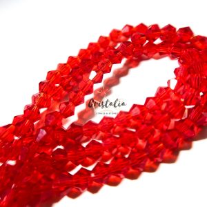 Cristal Bicono Rojo Italiano Por Tira