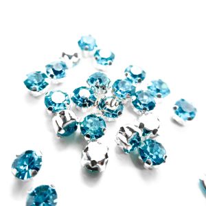 Cristal Aguamarina Engarzado Para Coser