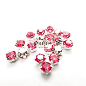 Cristal Rosa Coral Engarzado Para Coser
