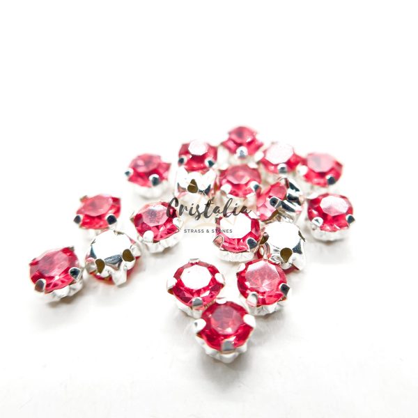 Cristal Rosa Coral Engarzado Para Coser