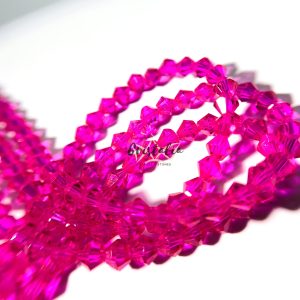 Cristal Bicono Fucsia Por Tira
