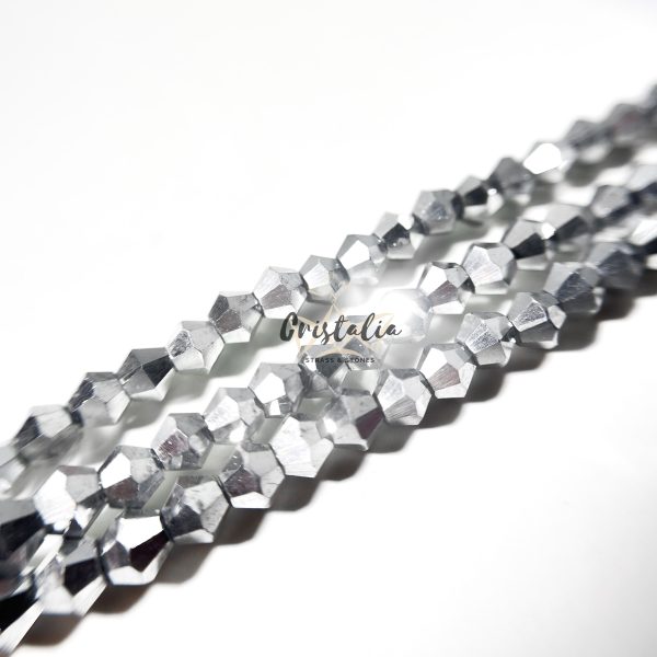 Cristal Bicono Plateado Por Tira - Imagen 2