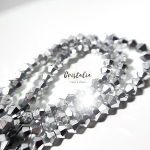 Cristal Bicono Plateado Por Tira